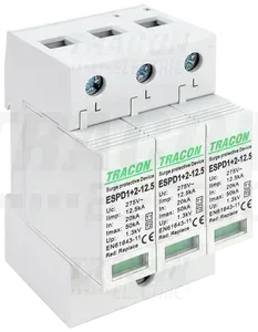 ESPD1+2-12,5-3P prepäťová ochrana 3pol. AC T1+T2 (B+C) 12,5kA IP20 vyberateľné moduly  