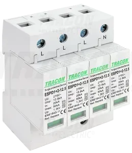 ESPD1+2-12,5-4P prepäťová ochrana 4pol. AC T1+T2 (B+C) 12,5kA IP20 vyberateľné moduly  